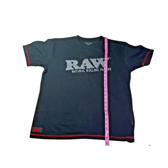 Raw Rolling Papers T-Shirt w/ Zippered Stash Pocket Red Stitching Size L - Picture 2 of 5